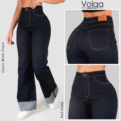 JEANS MUJER MOM FLARE TIRO ALTO 9306
