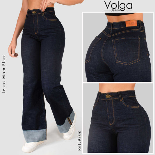 JEANS MUJER MOM FLARE TIRO ALTO 9306