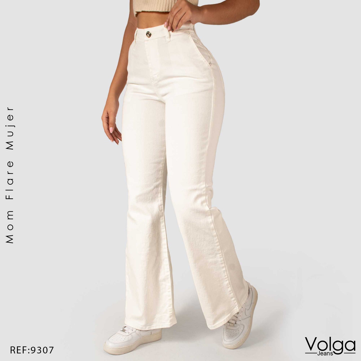 PANTALON MUJER MOM FLARE TIRO ALTO 9307