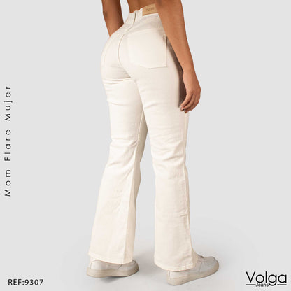 PANTALON MUJER MOM FLARE TIRO ALTO 9307