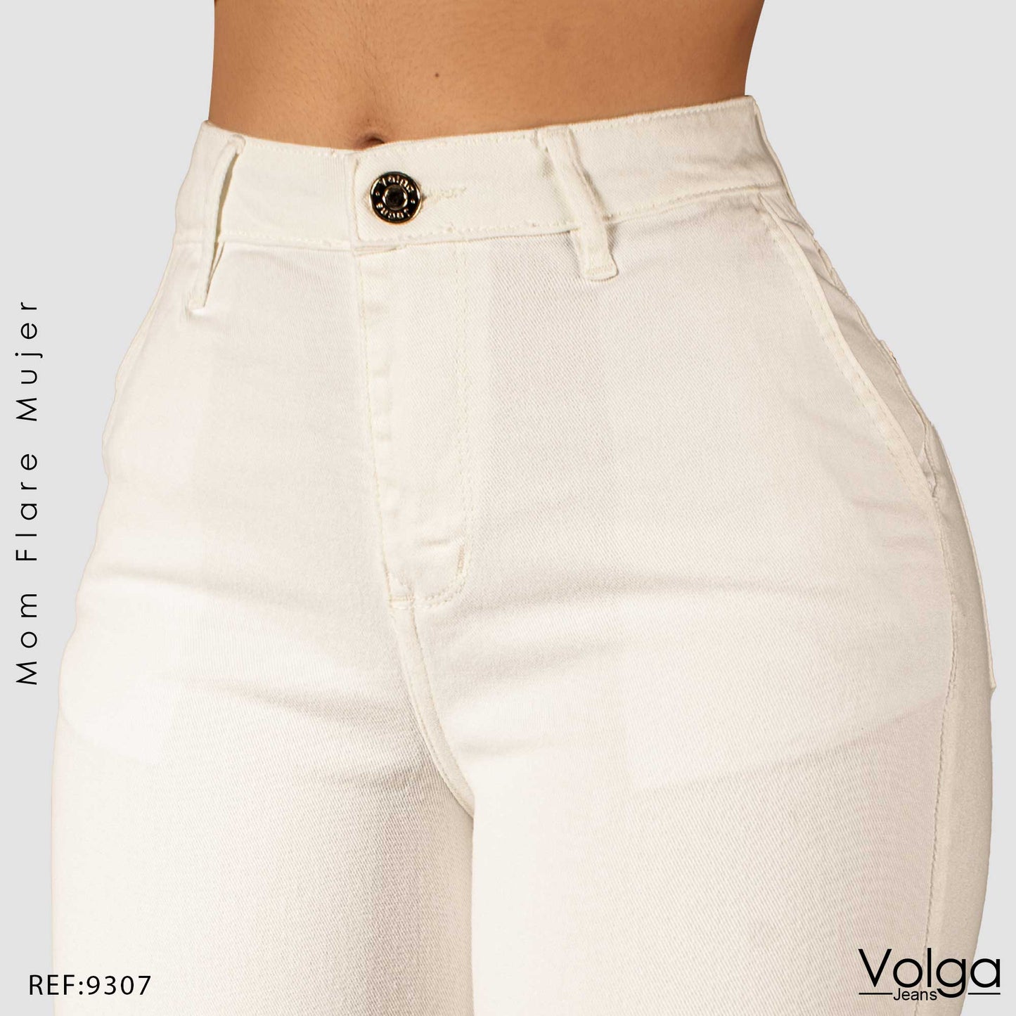 PANTALON MUJER MOM FLARE TIRO ALTO 9307