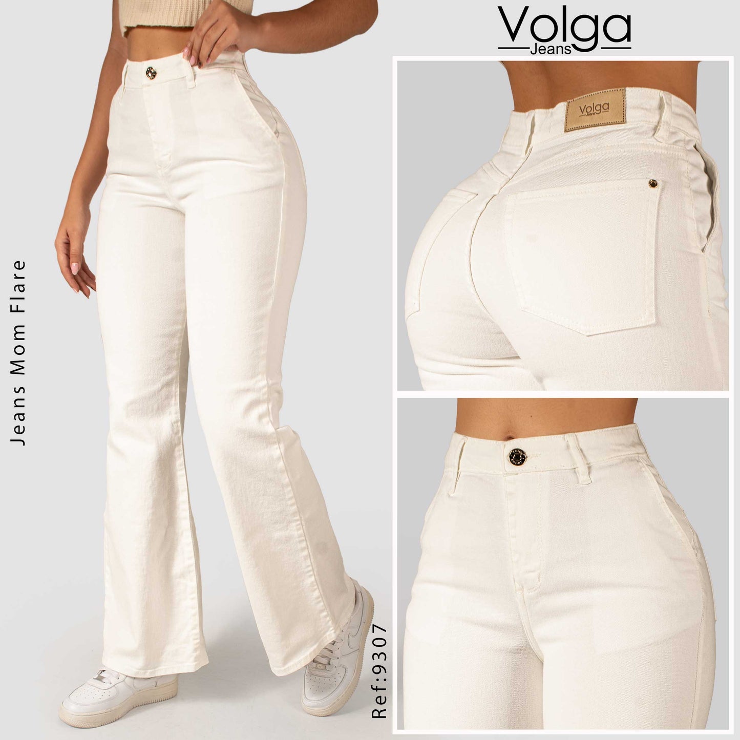 PANTALON MUJER MOM FLARE TIRO ALTO 9307