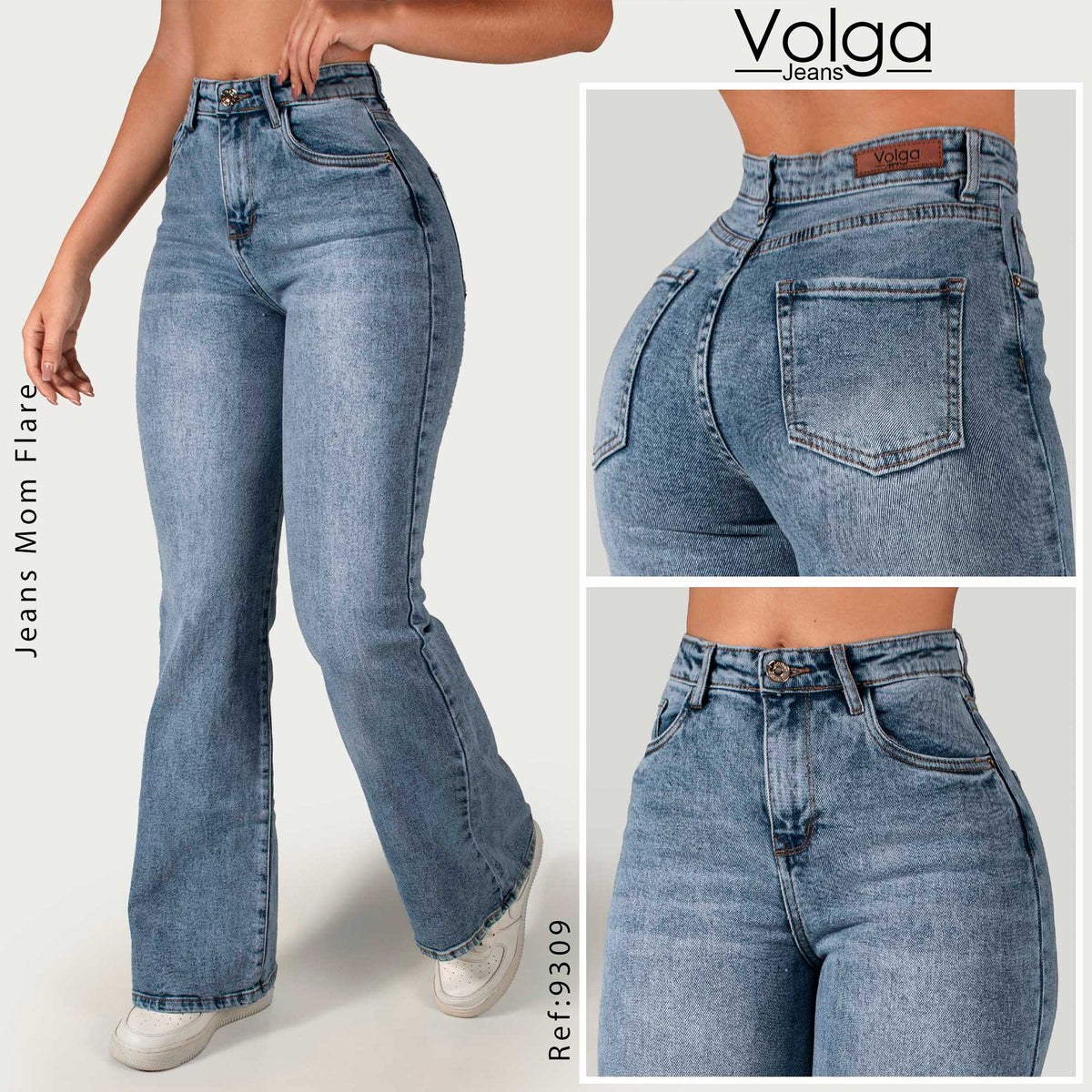 JEANS MUJER MOM FLARE TIRO ALTO 9309