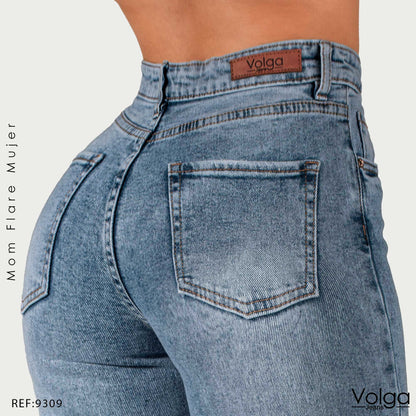JEANS MUJER MOM FLARE TIRO ALTO 9309