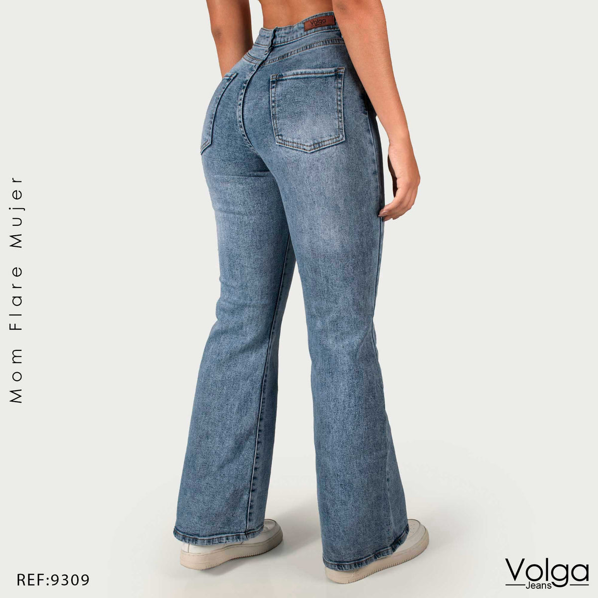 JEANS MUJER MOM FLARE TIRO ALTO 9309
