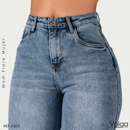 JEANS MUJER MOM FLARE TIRO ALTO 9309