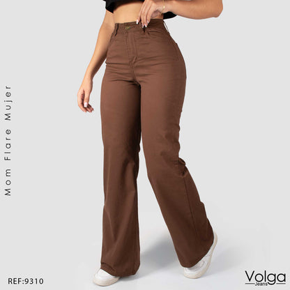 PANTALON MUJER MOM FLARE TIRO ALTO 9310
