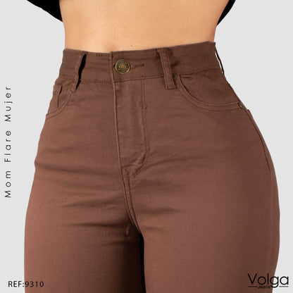 PANTALON MUJER MOM FLARE TIRO ALTO 9310