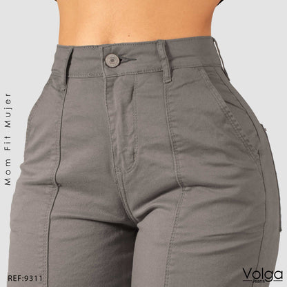PANTALON DRILL MUJER CARGO TIRO ALTO 9311