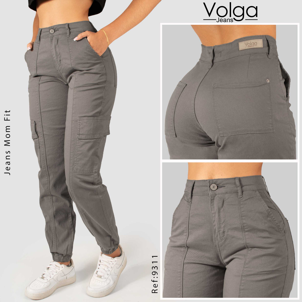 PANTALON DRILL MUJER CARGO TIRO ALTO 9311