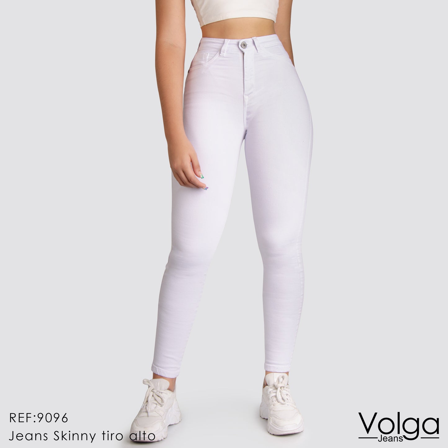 JEANS MUJER SKINNY BLANCO TIRO ALTO 9096